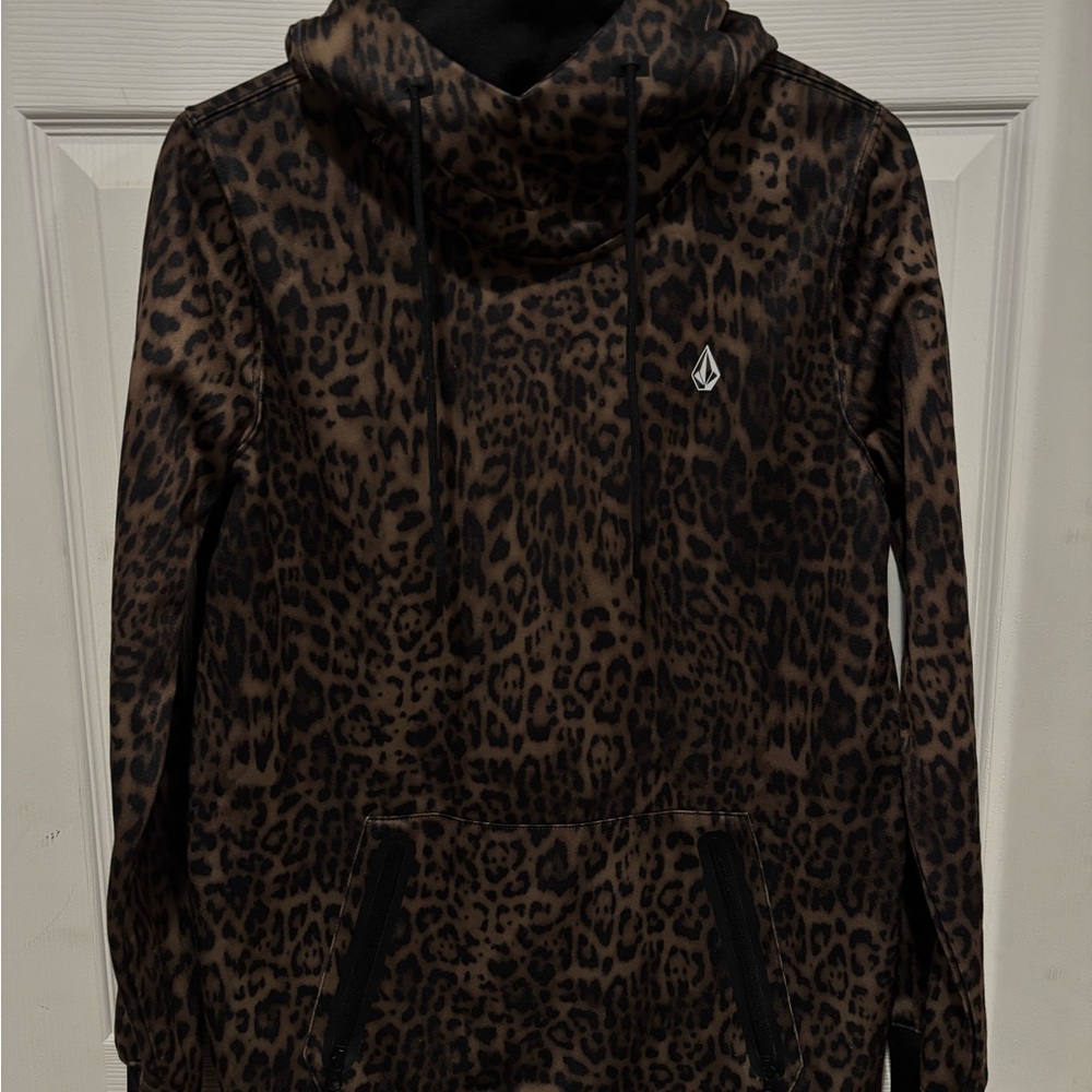 Volcom Brown and Black Leopard Print Pullover Hoodie